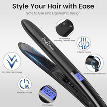 Load image into Gallery viewer, Brightup Hair Straightener Ceramic Flat Iron, Rapid 20S Heat Up, Vibrating Hair Straightener and Curler 2 in 1 with 10 Temperature Control and Auto Shut Off for Super Smooth Finish, 1&quot; Plates, Black
