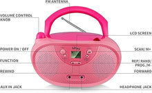 Load image into Gallery viewer, hPlay Gummy GC04 Portable CD Player Boombox with AM FM Digital Tunning Stereo Radio Kids CD Player LCD Display, Aux-Port Supported AC or Battery Powered - Pastel Pink
