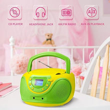 Load image into Gallery viewer, hPlay Gummy P16 Portable CD Player Boombox AM FM Digital Tuning Radio, Aux Line-in, Headphone Jack, Foldable Carrying Handle (Lime)
