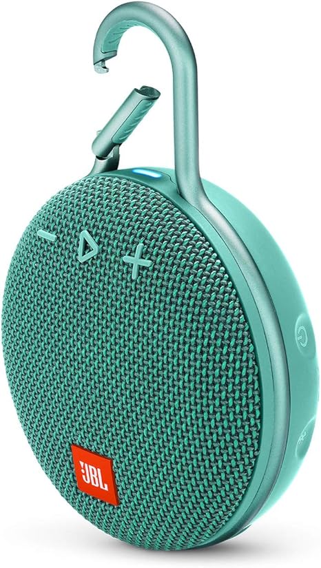 JBL Clip 3, River Teal - Waterproof, Durable & Portable Bluetooth Speaker - Up to 10 Hours of Play - Includes Noise-Cancelling Speakerphone & Wireless Streaming