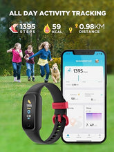 Load image into Gallery viewer, BIGGERFIVE Vigor 2 L Kids Fitness Tracker Watch for Boys Girls Ages 5-15, IP68 Waterproof, Activity Tracker, Pedometer, Heart Rate Sleep Monitor, Calorie Step Counter Watch, Black
