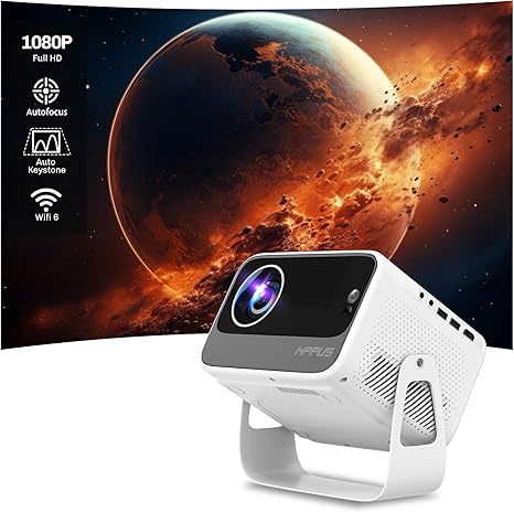 [Auto Focus/Keystone]HIPPUS Projector with WiFi 6 and Bluetooth, Projector 1080P Native 500 ANSI, Object Avoidance, and Screen Adaption, Projector Compatible with iOS/Android?White?