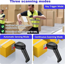 Load image into Gallery viewer, Bluetooth Wireless Barcode Scanner Versatile 3-in-1 (2.4Ghz Bluetooth6.0 Wireless+USB 2.0 Wired) Rechargeable symcode 1D Laser Barcode Reader USB Handheld Bar Code Scanner Wireless Barcode Reader
