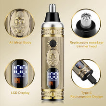 Load image into Gallery viewer, Hair Clippers for Men,Professional Cordless Barber Trimmer Set,Nose and Ear Hair Trimmer with Razor Replacement Head,USB Rechargeable Hair Cutting Grooming Kit-LED Display (Gold-1)
