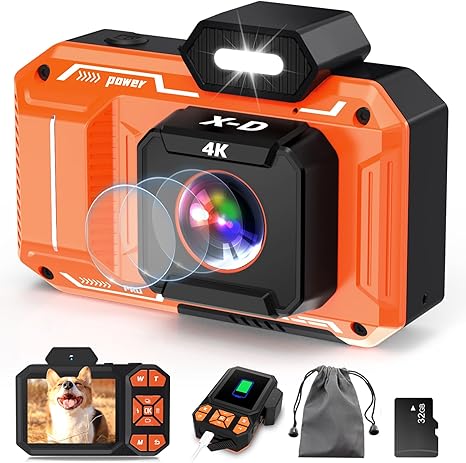 Upgraded 4K Digital Camera,HD 48MP 18X Zoom Anti Shake Auto Focus Kid Camera with 32G Card, Point and Shoot Camera Compact & Portable Video Camera for Kids, Teens, Beginners