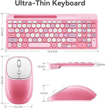 Load image into Gallery viewer, Bluetooth Keyboard and Mouse Wireless,Multi-Device Rechargeable Keyboard and Mouse Combo with Phone Holder (Bluetooth 5.0+3.0+2.4GHz) Quiet Ergonomic Compatible with Mac/Windows/iOS/Android (pink)
