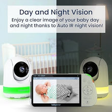 Load image into Gallery viewer, Babysense 5.5” 1080p Full HD Split-Screen Baby Monitor, Video Baby Monitor with Camera and Audio, PTZ Camera, RGB Night Light, 1000ft Range, Two-Way Audio, 4X Zoom, 5000mAh Battery
