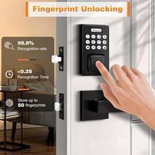 Load image into Gallery viewer, Probrico Smart Keyless Entry Door Lock with Handle,Front Door Lock Set with Fingerprint Deadbolt Lock,Electronic Keypad Deadbolt with Door Handle Lever,App Control,Auto Lock,Black
