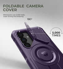 Load image into Gallery viewer, Dexnor for Samsung Galaxy S25 Case with Camera Cover &amp; Adjustable Kickstand &amp; Built-in Screen Protector, Magnetic Rugged Shockproof Bumper Cases Heavy-Duty Protective Cover (2025),Phantom Purple
