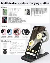 Load image into Gallery viewer, Upgraded 3 in 1 Wireless Charger Compatible with Google Pixel Watch 3/2, Pixel 9 Pro XL/9/Fold/8/7/7A/6 Pro, Pixel Buds Pro/2, Wireless Charging Station for Multiple Devices (Not for Pixel Watch 1)
