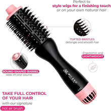 Load image into Gallery viewer, Milano Collection Hot Air Hair Brush Dryer, Quick &amp; Easy Styling, Hair Volumizer for Human Hair Wigs &amp; Natural Hair, Lightweight Round-Shaped Barrel Blow Dry Brush, Black
