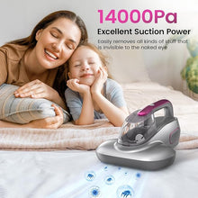 Load image into Gallery viewer, Mattress Vacuum, Bed Vacuum with HEPA Filtration, 14Kpa Powerful Suction,73600Cycle/Min High Frequency Vibration, 500W Immense Motor, Mattress Vacuum Cleaner with Hot Air Blower (Silver Grey)
