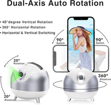 Load image into Gallery viewer, Auto Face Tracking 360 Camera Tripod for Cell Phone Rotating with Remote, iyesku 2-Axis Smart AI Face Recognition 360 Selfie Stick Rotation Tripod Mobile Phone Holder TikTok Camera Tripod (White)
