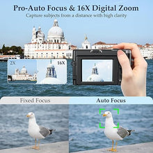 Load image into Gallery viewer, 4K Digital Camera for Photography and Video, Autofocus 48MP Vlogging Camera 180° Flip Screen for Selfie and Vlog 16X Zoom Compact Digital Camera with Flash, 32GB Card, 2 Batteries
