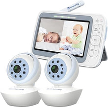 Load image into Gallery viewer, Low EMF 5&quot; HD Baby Monitor with 2 Cameras, No WiFi, Auto Noise Reduce, PTZ Camera, Split Screen, Long Range, Lullaby, 2-Way Audio by Moonybaby
