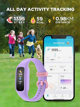 Load image into Gallery viewer, BIGGERFIVE Vigor 2 L Kids Fitness Tracker Watch for Girls Ages 5-15, IP68 Waterproof, Activity Tracker, Pedometer, Heart Rate Sleep Monitor, Calorie Step Counter Watch, Lilac
