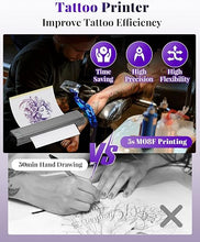 Load image into Gallery viewer, Phomemo M08F Tattoo Stencil Printer, Wireless Tattoo Printer Machine, Thermal Printer Tattoo, Compatible with Smartphone, Pad and PC, with 10pcs Transfer Paper (Grey)
