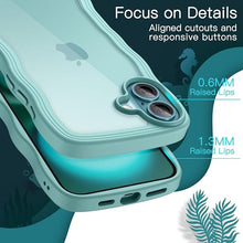 Load image into Gallery viewer, JETech Wavy Case for iPhone 16 6.1-Inch, Cute Wave Frame Curly Shape Shockproof Phone Cover for Women and Girls, Clear Hard PC Back (Teal)

