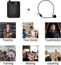 Load image into Gallery viewer, Voice Amplifier?Professional Mini Portable lotmusic Microphone Amplifier Speaker Rechargeable Wired Microphone Headset, Personal for Teacher Classroom Outdoor Meeting Tour Guides (Black)
