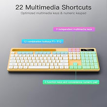 Load image into Gallery viewer, Wireless Keyboard and Mouse Combo, Soueto 2.4G Full-Sized Computer Keyboard with Phone Tablet Holder, 22 Multimedia Shortcuts, Numeric Keypad, 6 Button Silent Mouse for Windows, Mac (Orange)
