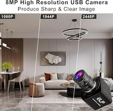 Load image into Gallery viewer, 8MP Mini USB Webcam 4X Manual Focus Zoom Sony Sensor Surveillance Camera with 2.8-12mm Lens for Windows Mac Linux Support Live Streaming
