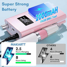 Load image into Gallery viewer, Makartt Electric Nail Drill, Rechargeable Nail Drill Machine 30000RPM, Perlarie Pearly Pink Portable E File Nail Grinder with Nail Drill Bits &amp; Sanding Bands for Manicure Salon Home Use
