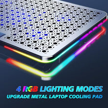 Load image into Gallery viewer, LIANGSTAR Laptop Cooling Pad, Laptop Cooler Gaming 5 Quiet Fans with Large Metal Plate for 12-17.3 Inch Fan Stable Stand, 4 Modes RGB Light, 7 Height &amp; Adjust Speed, 2 USB Port &amp; Phone Holder
