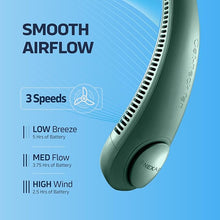 Load image into Gallery viewer, Portable Neck Fan - 3 Speed Rechargeable Bladeless Neck Fan, Adjustable Personal Green Neck Fan For Women &amp; Men Modern Design, Great Cooling Fan For Travel, Outdoors &amp; Sports
