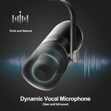 Load image into Gallery viewer, GVM Dynamic Microphone, XLR/USB Podcast Microphone with Mute Button, Monitoring Volume Control, Headphone Jack, Cardioid Gaming Mic, Vocal Mic for PC, MAC, Recording, Studio and Singing
