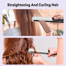 Load image into Gallery viewer, Flat Iron Hair Straightener and Curler 2 in 1 Plancha de Cabello 10s Fast Heat Up Flat Iron with Clear LCD Display Professional Ceramic Coating for Shinier &amp; Smoother Hair (White)
