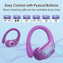 Load image into Gallery viewer, Wireless Earbuds 75hrs Bluetooth 5.3 Headphone Sport, 2024 Bluetooth Earbuds Stereo Deep Bass Over Ear Bud with Earhooks, ENC Noise Cancelling Mic, IPX7 Waterproof Earphone, Purple
