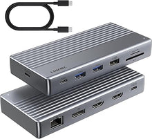 Load image into Gallery viewer, USB C Laptop Docking Station,USB C Dock(11-in-1) with Support 4K Triple Displays,4K Dual HDMI,Single 8K DP,100W PD,4USB,Ethernet,SD/TF,Dual Monitor Laptop Dock Compatible with MacBook Dell/HP/Lenovo
