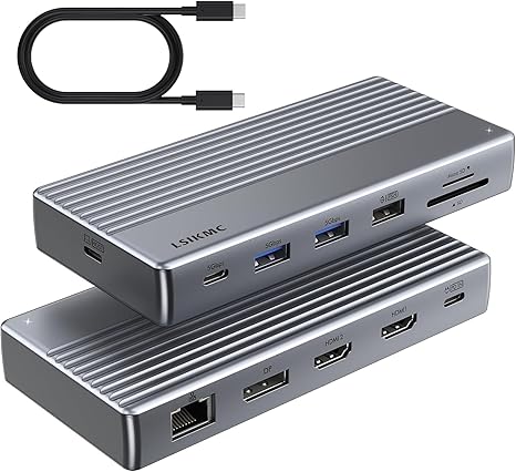 USB C Laptop Docking Station,USB C Dock(11-in-1) with Support 4K Triple Displays,4K Dual HDMI,Single 8K DP,100W PD,4USB,Ethernet,SD/TF,Dual Monitor Laptop Dock Compatible with MacBook Dell/HP/Lenovo