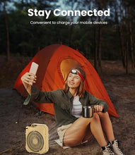 Load image into Gallery viewer, LEMOISTAR Camping Fan with LED Lantern, 10000mAh 8 Inch Rechargeable Portable Desk Fan-90°Oscillating, Stepless Speed, Quiet Battery Operated USB Fan for Picnic, Fishing,Travel, BBQ
