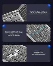 Load image into Gallery viewer, Foldable Keyboard and Mouse, Samsers Folding Bluetooth Keyboard Mouse Combo, 2.4G + BT5.0 x 2, Full-Size Portable Travel Keyboard &amp; USB-C Rechargeable Wireless Mouse for Windows Android iOS Mac OS
