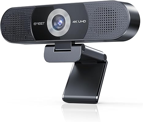 EMEET 3-in-1 4K Webcam with Microphone and Speaker, C980 PRO 60°-98° Wide Angle Webcam w/ 4 Noise Cancel Mics, 2 Speakers, Fixed Focus, Magnetic Privacy Cover, Great for Group and Personal Video Calls