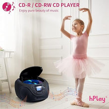 Load image into Gallery viewer, hPlay Gummy P16 Portable CD Player Boombox AM FM Digital Tuning Radio, Aux Line-in, Headphone Jack, Foldable Carrying Handle (Space Grey)
