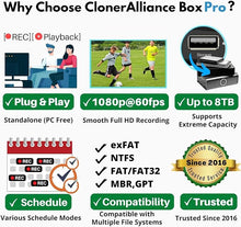 Load image into Gallery viewer, Box Pro, 1080p@60fps Video Recorder, DVR with HDMI Capture, Playback on TV. RCA/YPbPr/VGA to Digital Converter. Schedule Recording. No PC Required.
