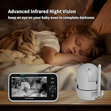 Load image into Gallery viewer, HelloBaby HB6550 5&quot; Baby Monitor 3 Cameras, 26-Hour Battery, Pan-Tilt-Zoom,1000ft Range Video Audio Baby Monitor No WiFi, ECO, Night Vision, 2-Way Talk, 8 Lullabies and Temperature, Ideal Gifts
