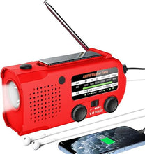 Load image into Gallery viewer, Hand Crank Radio,Emergency Radio, NOAA/AM/FM Weather Radio, Solar Radio, 5000MAH Rechargeable Battery Powered with USB Charging (red)
