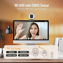 Load image into Gallery viewer, Angetube 4K Webcam with Light for PC: UHD 4K, TOF Auto Focus, Dual AI Noise-Cancelling Mics, 1080p@60FPS, USB Streaming Webcam w/Privacy Cover for Laptop/Mac/Desktop/PC Work w/Zoom/Teams/Google Meet
