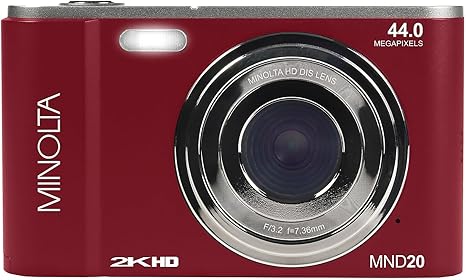 Minolta MND20 44 MP / 2.7K Ultra HD Digital Camera (Red)