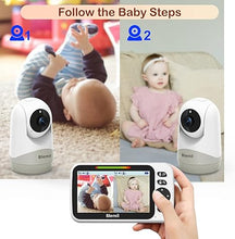 Load image into Gallery viewer, Upgrade Baby Monitor with 30-Hour Battery, 5&quot; Large Split-Screen Video Baby Monitor with 2 Cameras and Audio, Remote Pan/Tilt/Zoom, Two-Way Talk, Room Temperature, Auto Night Vision
