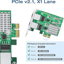 Load image into Gallery viewer, 2.5Gbase-T PCIe NIC with Realtek RTL8125 Chip, 2.5Gb Network Card, 2500/1000/100 Mbps,Dual RJ45 Ports, PCIe X1, Ethernet Card for Windows/Windows Server/Linux
