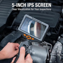 Load image into Gallery viewer, Teslong Articulating Borescope with Dual Lens Endoscope, 5-inch IPS Automotive Inspection Camera with Two-Way Articulation Tip, 6+1 LED Lights, Mechanics Fiber Optic Scope-Dia. 0.25 inch &amp; L 5.0 feet
