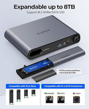 Load image into Gallery viewer, ORICO USB C Hub with M.2 SSD Enclosure, 10 in 1 USB C Docking Station Fits M.2 NVMe/SATA SSD, 10Gbps USB-A, 10Gbps USB-C, 4K@60Hz HDMI, 100W PD, Ethernet, 3.5mm Audio Jack, 2 x USB A 2.0
