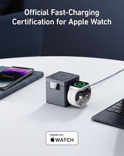 Load image into Gallery viewer, Anker MagSafe Charger Stand, Wireless Charger, 3-in-1 Cube, 15W Foldable Fast Charging for iPhone 16/15/14/13, Apple Watch, AirPods (Charger Included)
