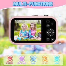 Load image into Gallery viewer, Kids Camera Digital Camera, 4K Autofocus Vlogging Camera for Kids with 16x Zoom Anti Shake, Flash and 48MP Point, Kid Camera with 32GB SD Card, Lanyard, Portable Toy Kids (Pink)
