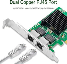Load image into Gallery viewer, Gigabit Network Card with Intel 82576 Chip, 1GB PCI-E NIC Compare to Intel E1G42ET, Dual RJ45 Port PCI Express X1 Ethernet Adapter Support Windows/Windows Server/Linux/Freebsd/VMware ESXi
