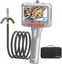 Load image into Gallery viewer, Two-Way Articulating Borescope with Dual Lens, 8+1 Lights, 5&#39;&#39; IPS Screen, Mic and Speaker, 32GB Card, 2 MP FHD,Sanyipace Snake Camera for Plumbing, Automotive, Mechanics, Duct,Industrial -5FT/1.5M
